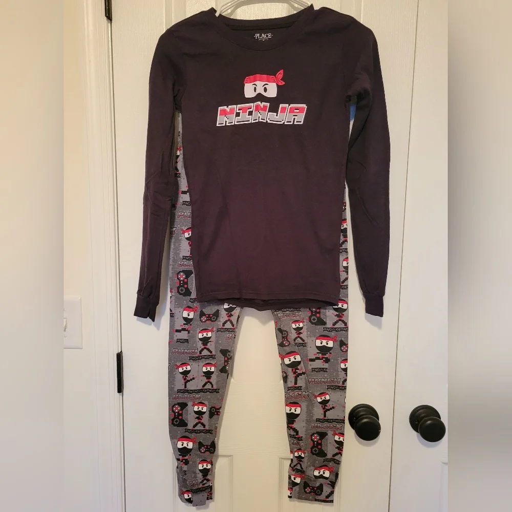 The Children's Place Boys Youth Ninja Pajama Set - Black and Gray